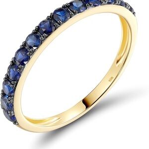 Gold Band with Deep Blue Gemstones